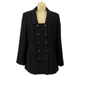 Reflections by Spiegel Vintage Black Double Breasted Blazer Jacket size 10 Y2K